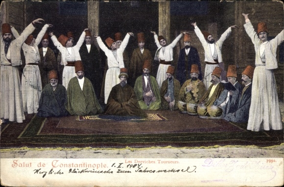 Postcard Constantinople Istanbul Türkiye, The Whirling Dervishes