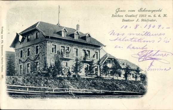 Ak Münstertal im Schwarzwald, Belchen-Gasthof