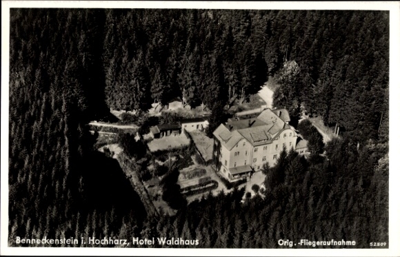 Ak Benneckenstein Oberharz am Brocken, luchtfoto, Hotel Waldhaus