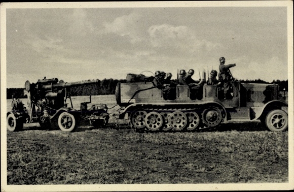 Ak Deutsche Luftwaffe, Soldaten, Militärwagen, Geschütz