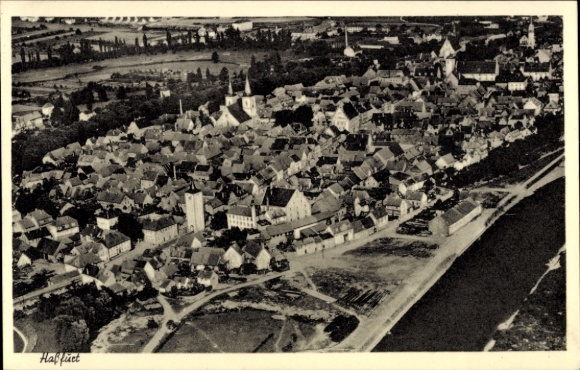 Postcard Haßfurt Lower Franconia, aerial photograph