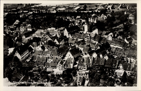 Postcard Stockach in Hegau Baden, aerial photograph