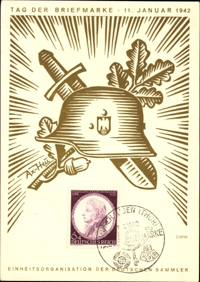 Künstler Ak Axster Heudtlaß, Tag der Briefmarke 1942, KdF
