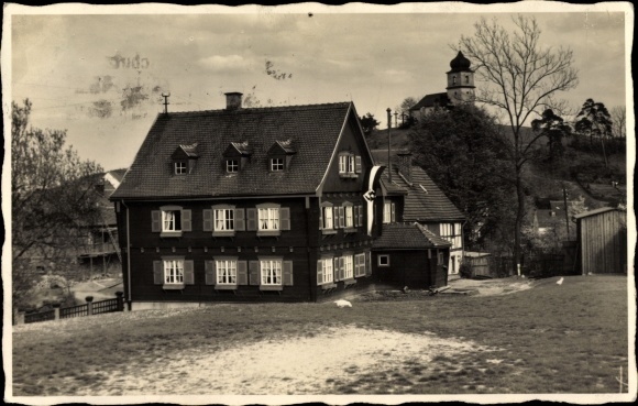 Postcard Heinersgrün Wei slot in the Vogtland, German youth hostel