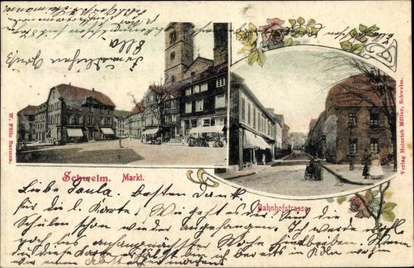 Ak Schwelm in Westfalen, Bahnhofstrasse, Markt