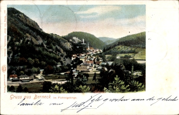 Postcard Bad Berneck in the Fichtelgebirge Bavaria, landscape motif, Fichtelgebirge, colored