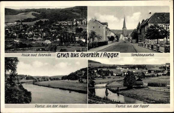 PC Overath an der Agger, view over the town, part of the street, bridge