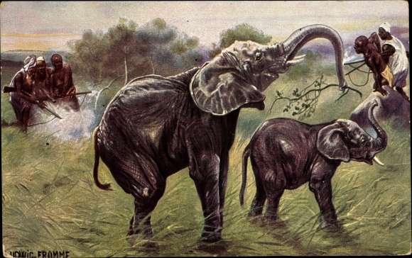 Artist PC Fromme, Ludwig, elephant hunt in Africa
