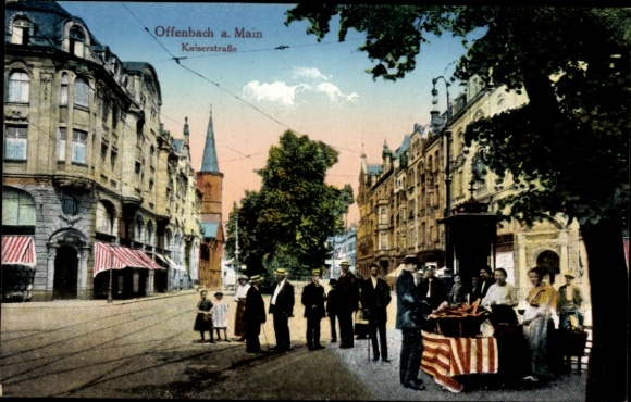 Postcard Offenbach am Main Hessen, Kaiserstraße, sales stand