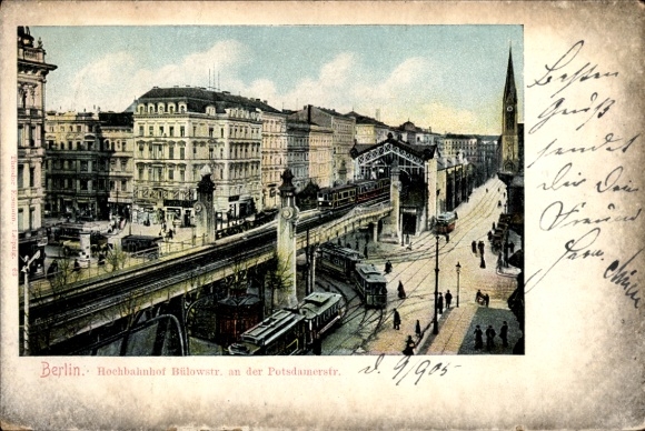 Ak Berlin Schöneberg, Hochbahnhof Bülowstraße an der Potsdamer Straße