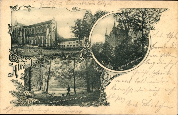 Ak Altenberg Odenthal Bergisches Land, Bergischer Dom, Schloss Strauweiler, Wald bei den Weihern