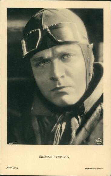 Postcard actor Gustav Fröhlich, portrait, aviator cap