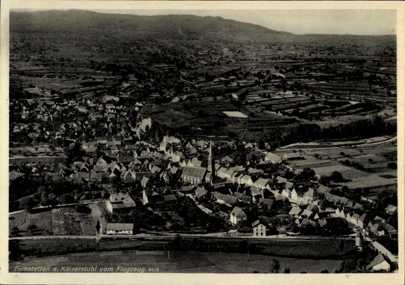 KP Eichstetten am Kaiserstuhl, widok z lotu ptaka na Eichstetten, Kaiserstuhl, krajobraz, architektura