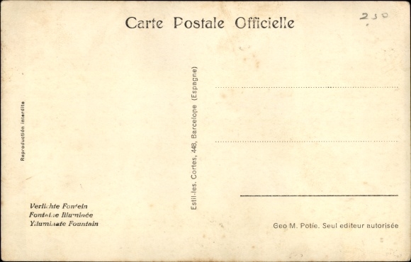Postcard Anvers Antwerp, Exposition, World Exhibition, Weltausstellung 1930, fontaine illuminée
