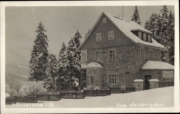 Photo Postcard Stützerbach Ilmenau Thuringian Forest, Cafe Waldfrieden, winter