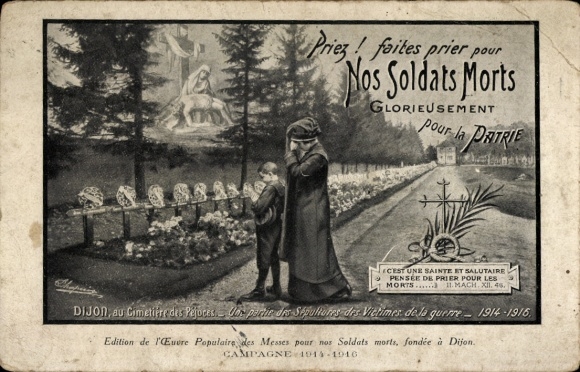 CPA Priez, faites prier pour Nos Soldiers Morts, Dijon, au Cimetière