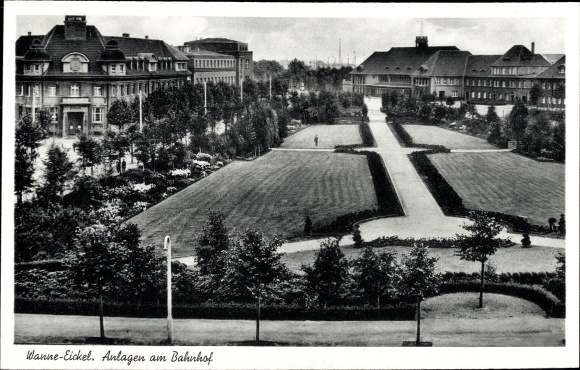Postcard Wanne Eickel Herne in the Ruhr area, facilities at the station