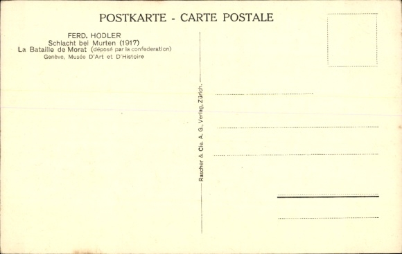 Artist Postcard Hodler, F., Battle of Murten