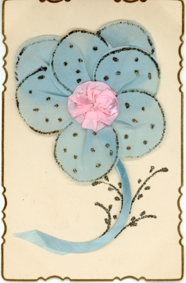 Fabric Postcard Flower, Forget-me-not, Kitsch