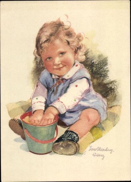 Artist PC Oldenburg Wittig, Lotte, child portrait, girl with sand bucket