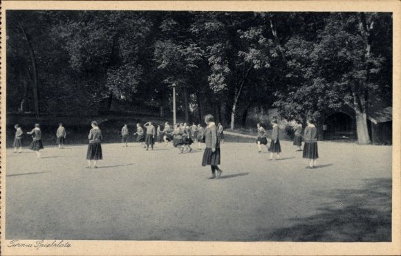 Postcard Zangberg in Upper Bavaria, Educational Institute of the Salesian Sisters of St. Joseph, Playground