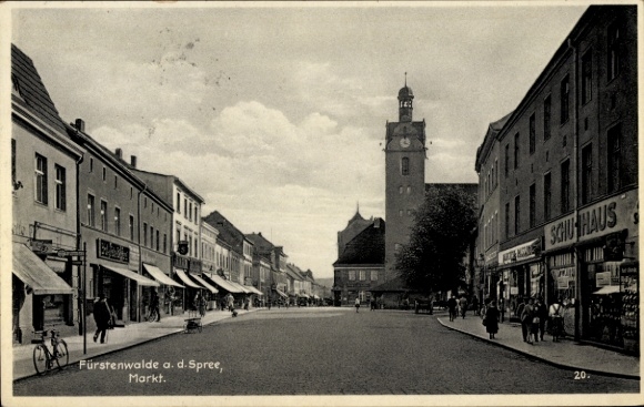 Postcard Fürstenwalde an der Spree, market, shops