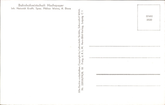 Postcard Hochspeyer in the Palatinate Forest, aerial photograph, station restaurant