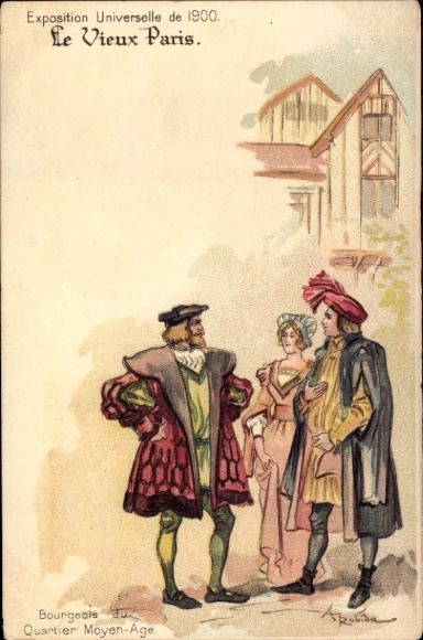 Artysta lito Robida, A., Exposition Universelle de 1900, Bourgeois du Quartier Moyen Age