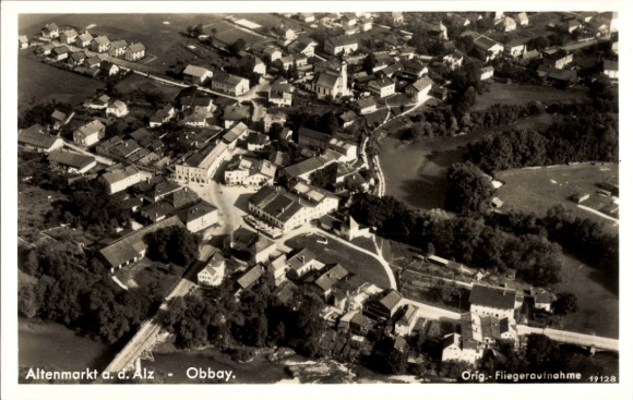 Postcard Altenmarkt an der Alz Upper Bavaria, aerial photograph