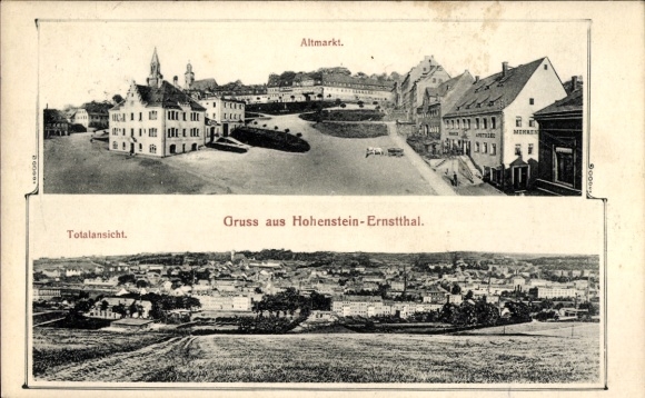 Ak Hohenstein Ernstthal, Blick zum Altmarkt, Ort
