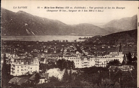 CPA Aix-les-Bains Savoie, Vué genérale et lac du Bourget