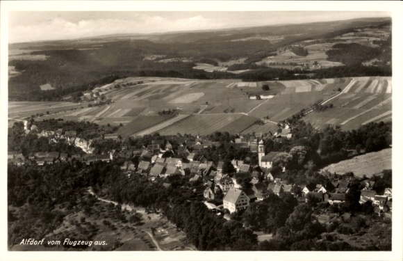 Postcard Alfdorf in Württemberg, aerial photograph
