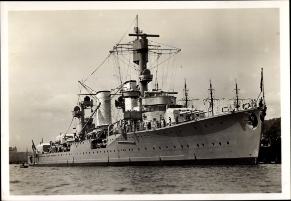 Postcard German warship, cruiser Karlsruhe, Kriegsmarine