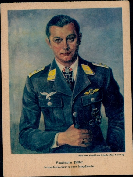 Ak Ritterkreuzträger Hauptmann Josef Priller, Eichenlaub, Luftwaffe, Kommodore JG 26