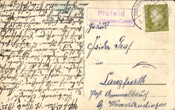 Postcard Pfofeld in Middle Franconia, parsonage, school, inn Stern, inn Goppelt