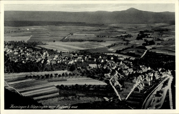 Postcard Heiningen in the Swabian Alb, aerial photograph