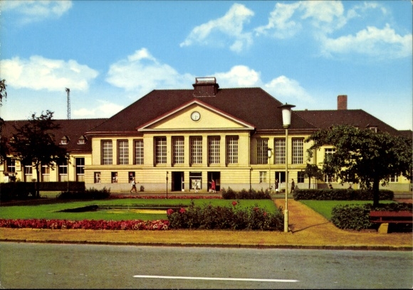 Postcard Viersen in North Rhine Westphalia, main station, street view, green areas, cloudy sky