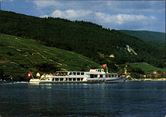 Postcard MS Berna, Bielersee, Lake Biel