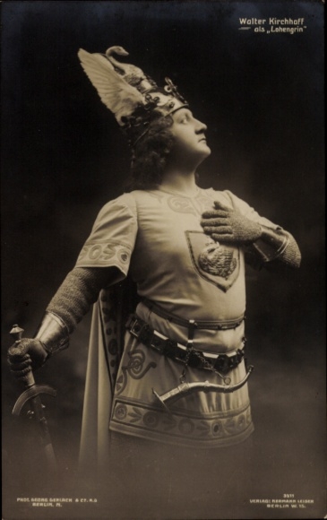 Postcard Opera singer Walter Kirchhoff, portrait as Lohengrin
