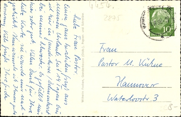 Postcard Ganderkesee in Lower Saxony, municipal administration, Bahnhofstrasse