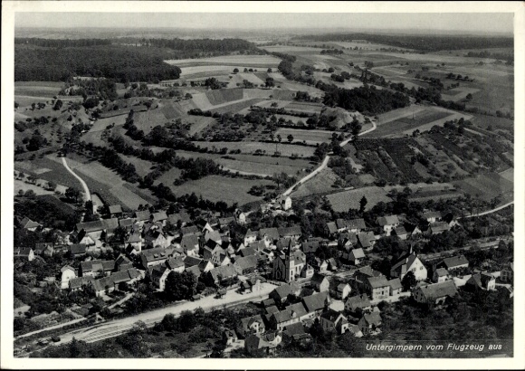 Postcard Untergimpern Neckarbischofsheim Baden, aerial photograph