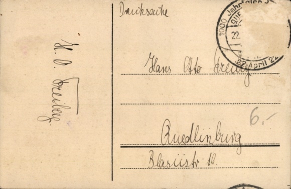 PC Quedlinburg in the Harz Mountains, historical building, city view, drawing, stamp, millennium celebration
