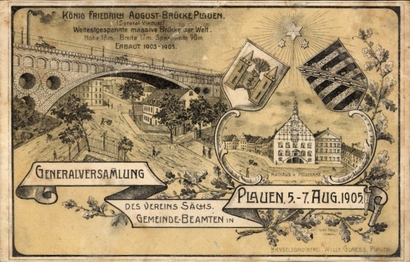 Postcard Plauen im Vogtland, General Meeting of the Association of Saxon Municipal Officials, 1905