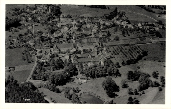 Postcard Irsee in Ostallgäu, aerial photograph