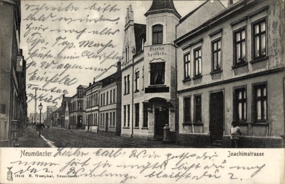 Ak Neumünster in Holstein,  Joachimstrasse, Apotheke,  Architektur