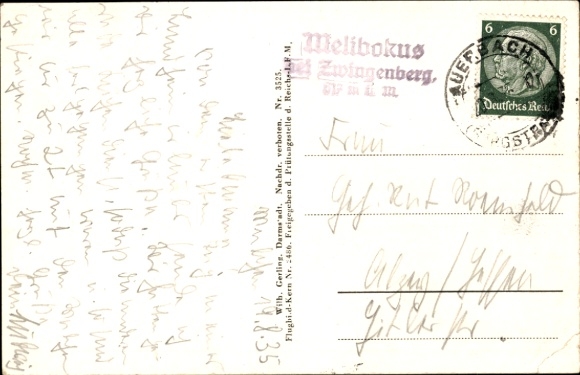 Postcard Zwingenberg on the Bergstraße in Hesse, view to Malchen, aerial photograph
