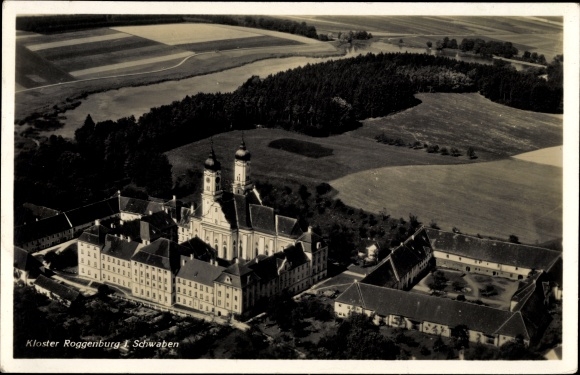 PC Roggenburg Swabia Bavaria, monastery, aerial photo