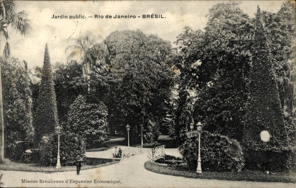 Ak Rio de Janeiro Brasilien, Öffentlicher Garten, Brasilien, Mission Brésilienne d'Expansion Econ