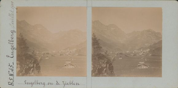 Zdjęcie stereo Engelberg Kt. Obwalden Szwajcaria, panorama, góry, 1900 rok