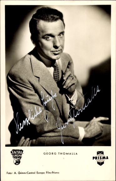 Ak Schauspieler Georg Thomalla, Portrait im Anzug, Der Fürst von Pappenheim, Autogramm